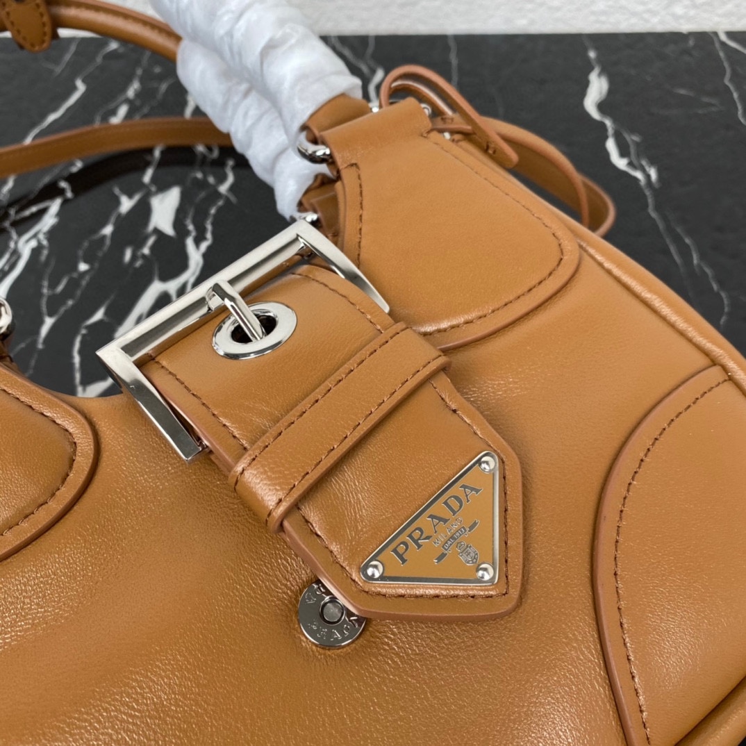 Prada Moon Padded Nappa Leather Hobo Bag Caramel 1BA381